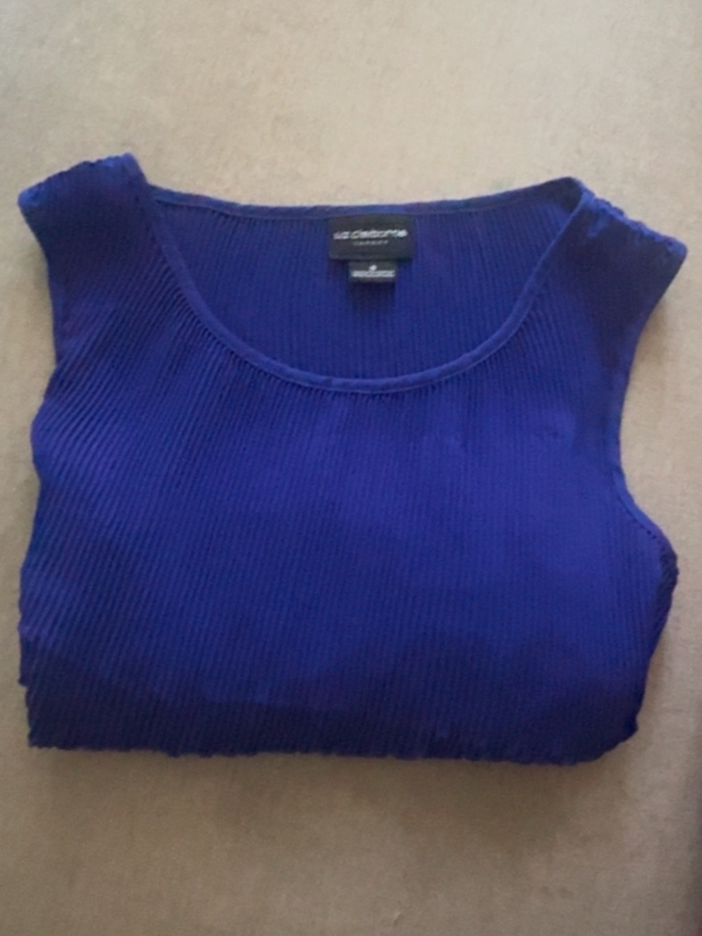 Liz Claiborne Ribbed Sleeveless Tank Top - Royal Blue